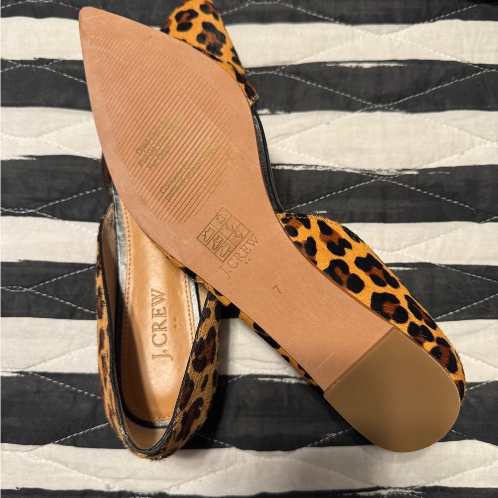 New J. Crew Zoe Leopard Calf Hair D'Orsay Flats - Picture 4 of 4